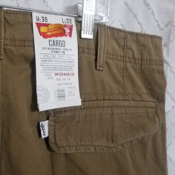 Levis WHITE TAB Cargo Pants 36x32 Light Brown khaki RARE Vintage NWT - Picture 7 of 16